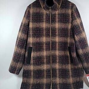 Pendleton Wool Blend Walker Jacket Coat Women Maroon Plaid NWT